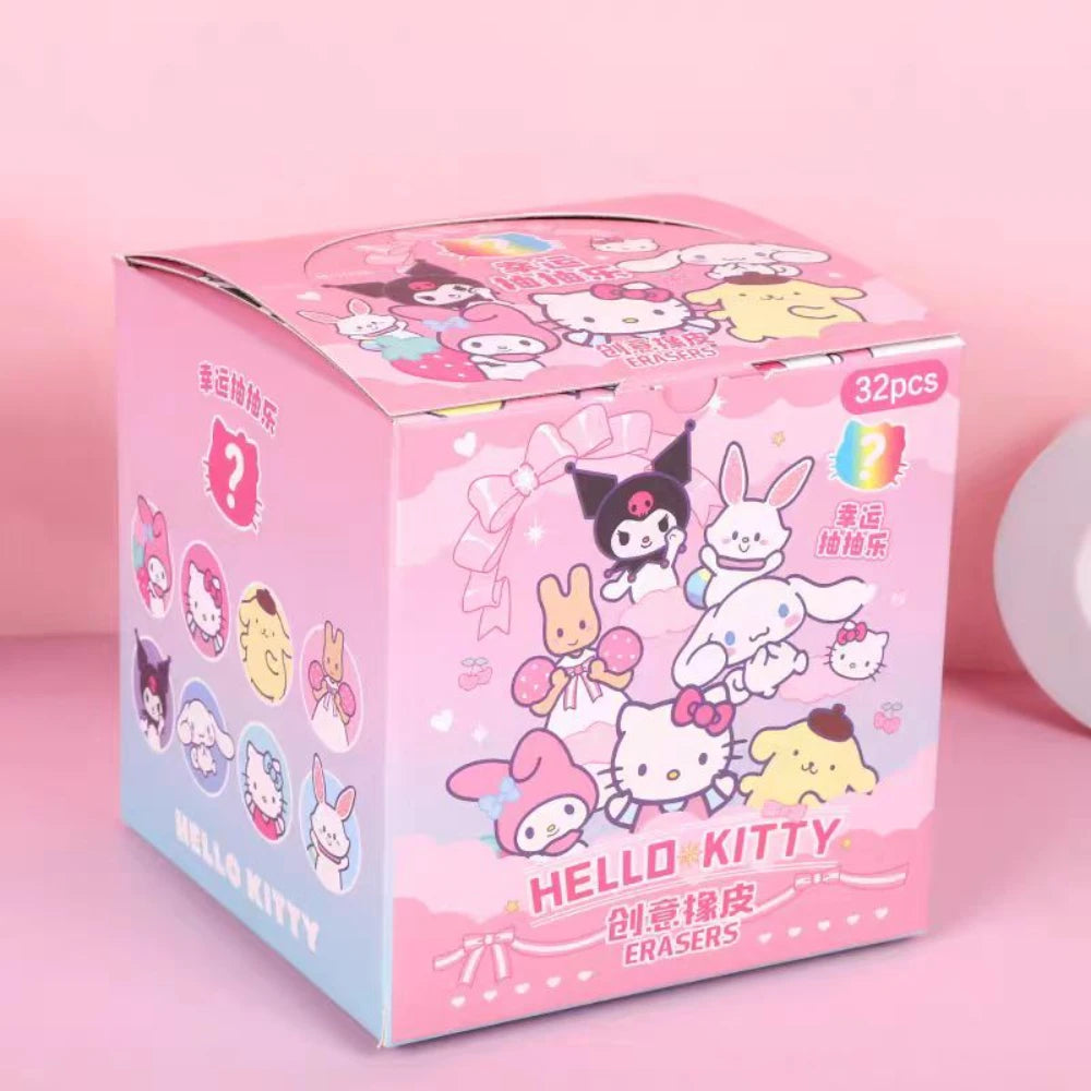 Sanrio Cartoon Eraser 32pcs Anime Kuromi Hello Kitty Kawaii Student Stationery Eraser Cleaning Tool School Children's Prizes
