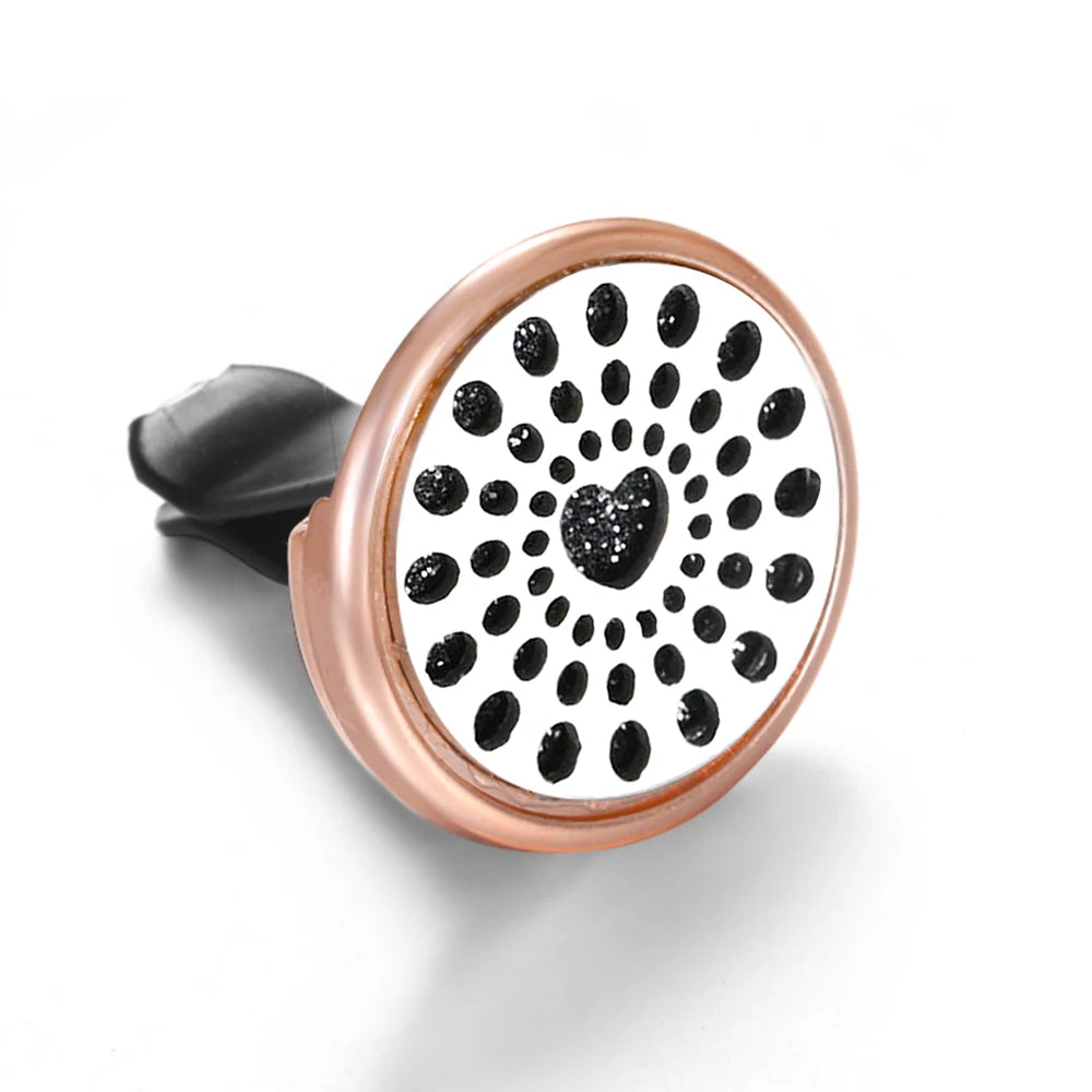 Golden Insert Aromatherapy Pad Tree of Life Pendant Stainless Steel Essential Oil Diffuser Car Air Freshener Outlet Clip Lockets