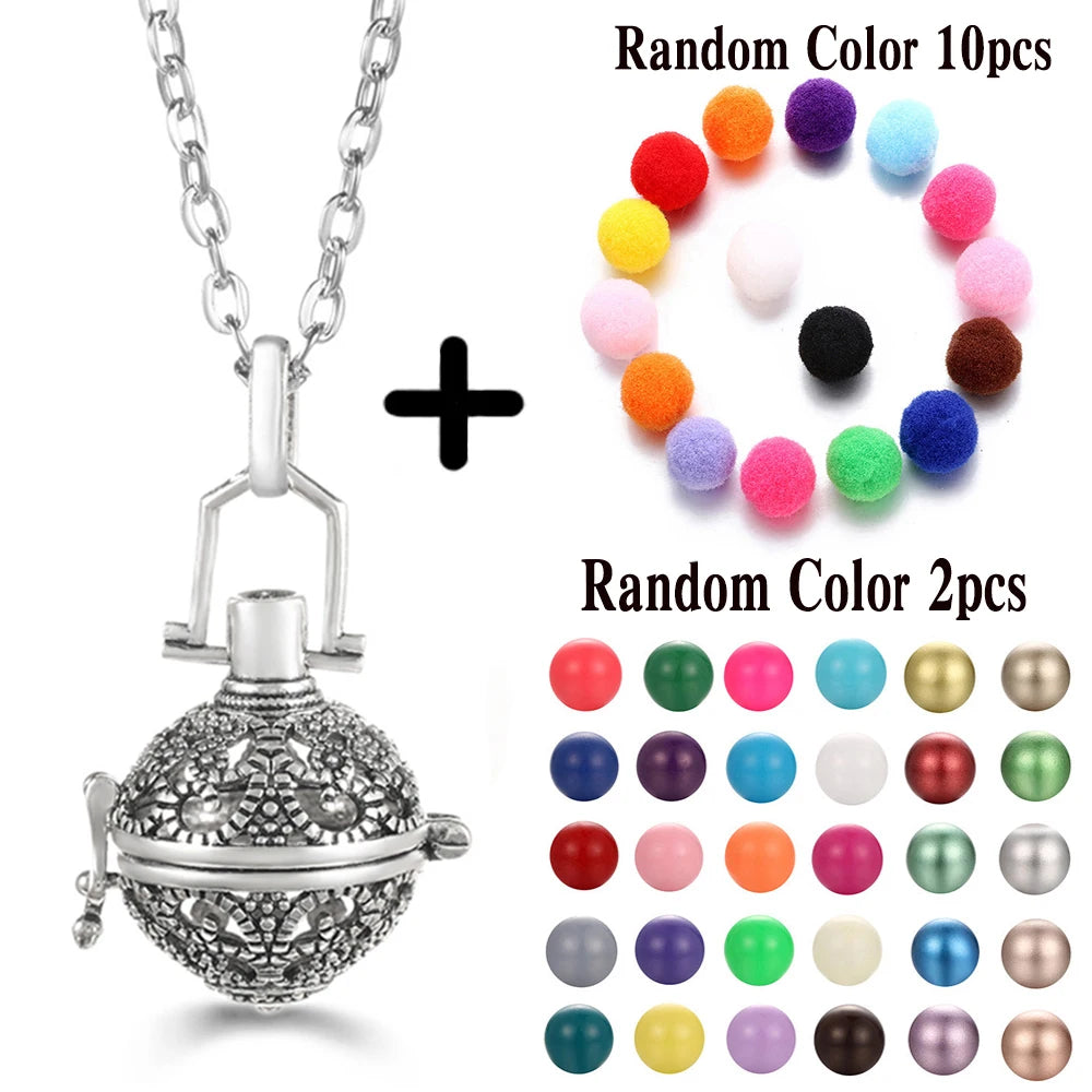 Mexico Chime Music Ball Caller Aromatherapy Necklace Essential Oil Diffuser Tree Of Life Cage Exquisite Zircon Pendant Jewelry