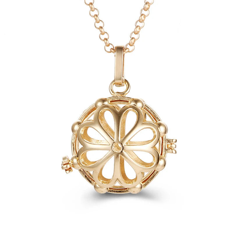 Mexico Style Tree Of Life Angel Necklace 16MM Music Ball Vintage Pregnancy Necklace Aroma Essential Oil Diffuser Locket Pendant