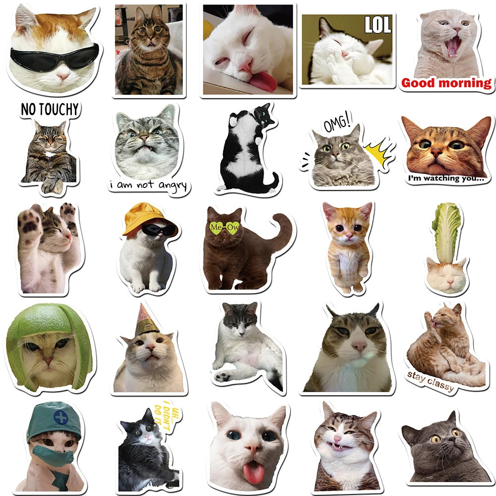 10/30/50PCS Kawaii Love Cat PVC Sticker Aesthetic Children's Korean Decoration Scrapbooking Stationery School Supplies for Kids