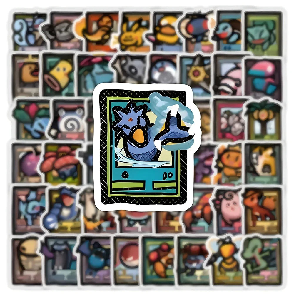 103pcs Pixel Style Anime Pokemon Stickers Pikachu Cartoon Decals DIY Suitcase Stationery Waterproof Sticker for Kids