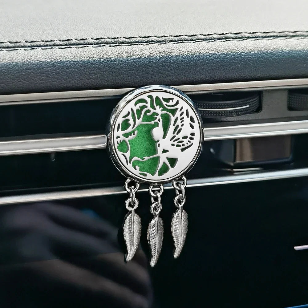 New Dreamcatcher Tree of Life Insert Car Aromatherapy Diffuser Pendant Leaf Tassel Car Air Outlet Essential Oil Diffuser Lockets
