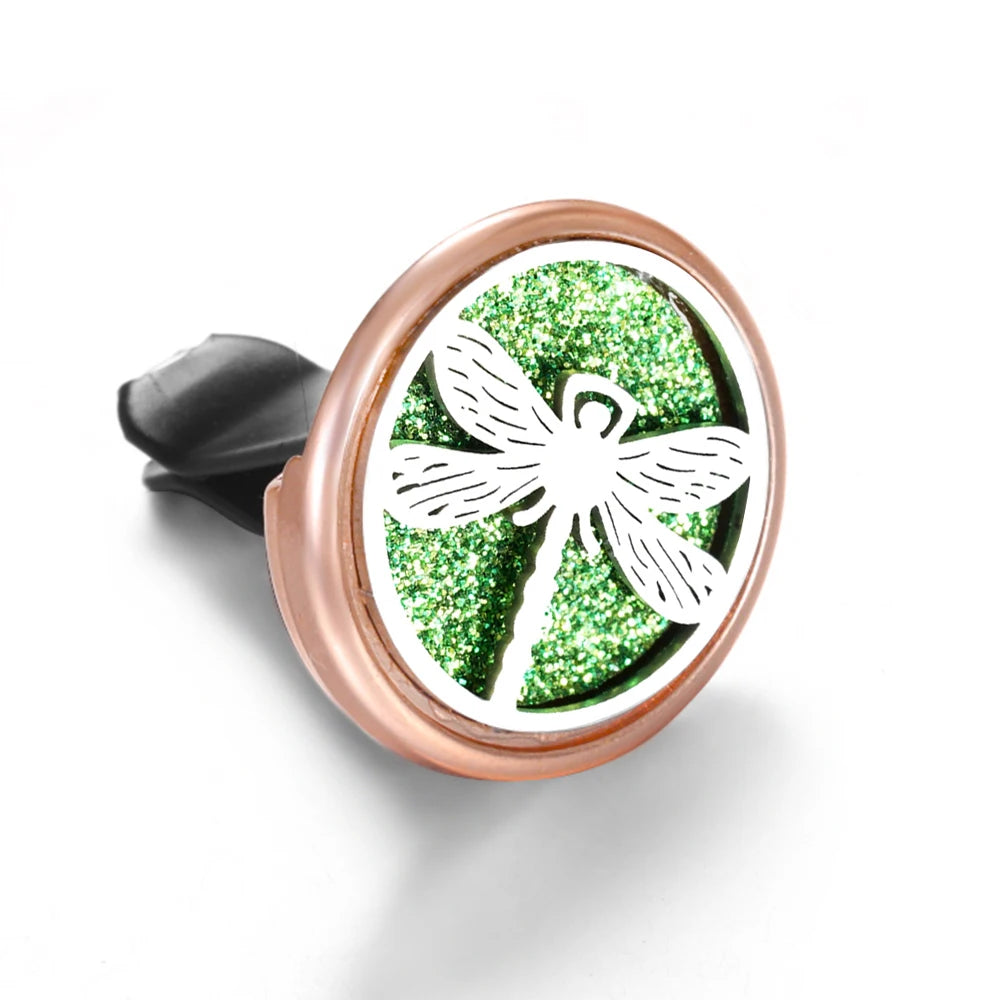 Golden Insert Aromatherapy Pad Tree of Life Pendant Stainless Steel Essential Oil Diffuser Car Air Freshener Outlet Clip Lockets