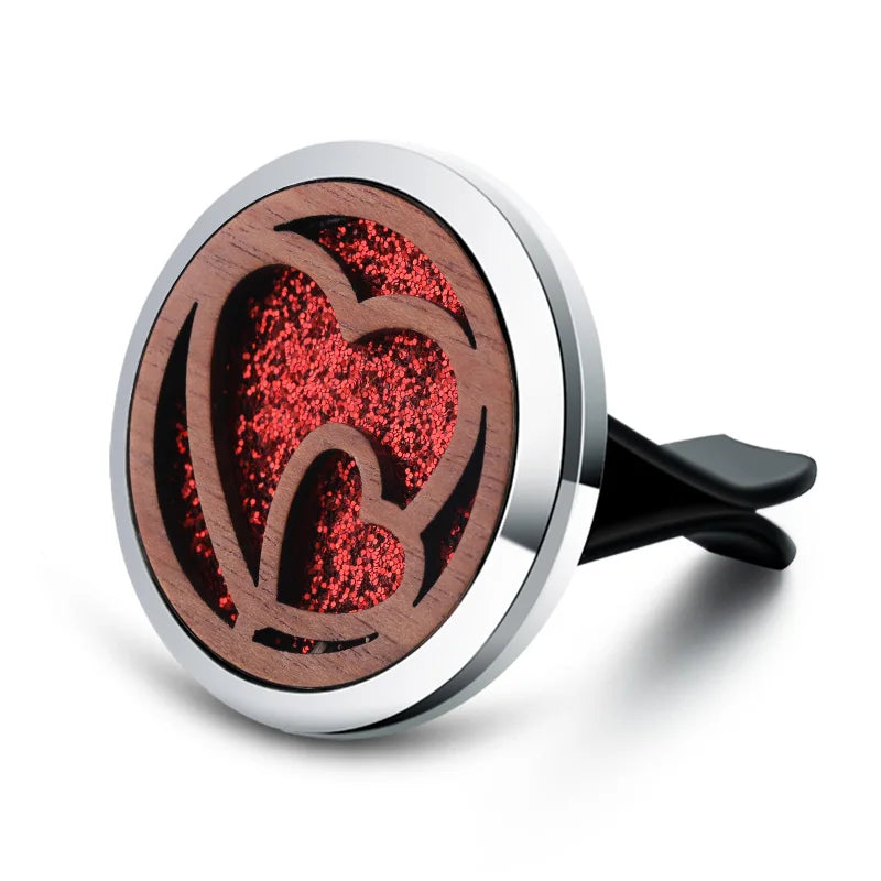 Vintage Wood Tree Of Life Aroma Car Air Freshener Stainless Steel Perfume Locket Essential Oil Diffuser Detachable Clip Jewelry