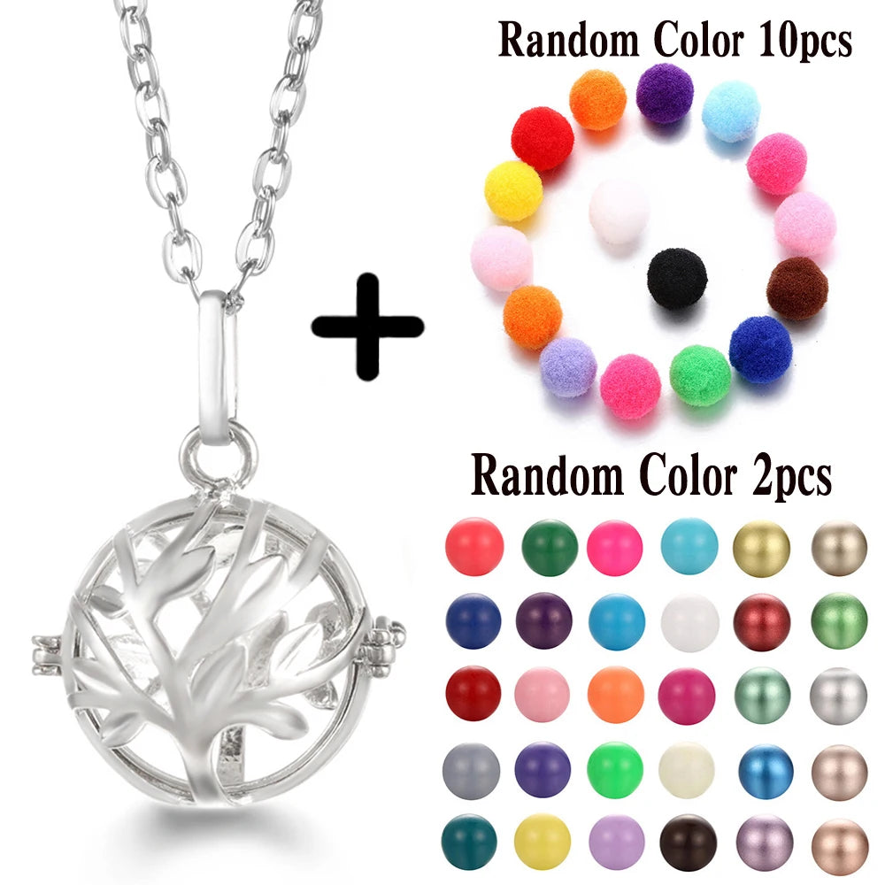 Mexico Chime Music Ball Caller Aromatherapy Necklace Essential Oil Diffuser Tree Of Life Cage Exquisite Zircon Pendant Jewelry