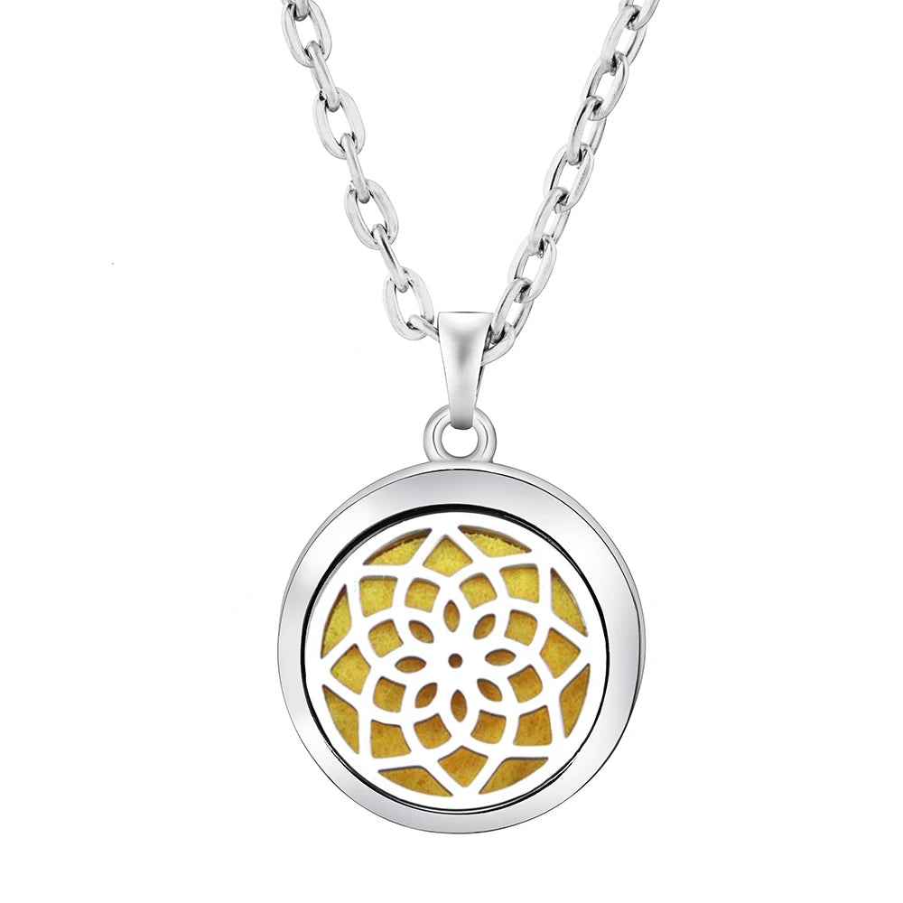 New Stainless Steel Fashion Tree Of Life  Aromatherapy Necklace Essential Oil Diffuser Perfume Locket Pendant Women Jewelry Gift