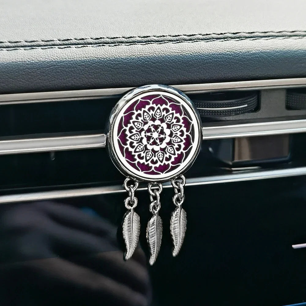 New Dreamcatcher Tree of Life Insert Car Aromatherapy Diffuser Pendant Leaf Tassel Car Air Outlet Essential Oil Diffuser Lockets