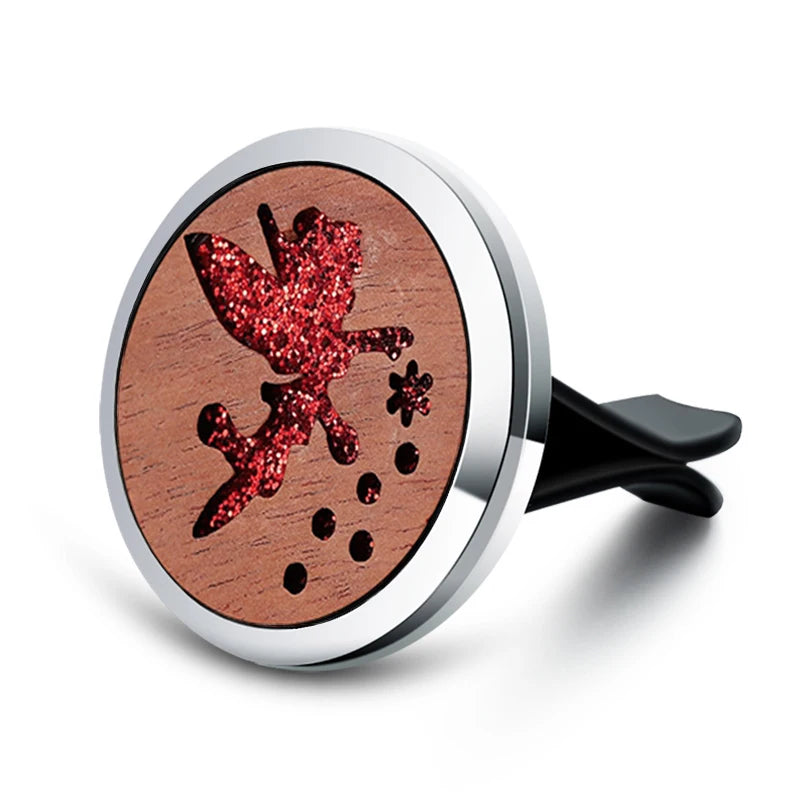 Vintage Wood Tree Of Life Aroma Car Air Freshener Stainless Steel Perfume Locket Essential Oil Diffuser Detachable Clip Jewelry