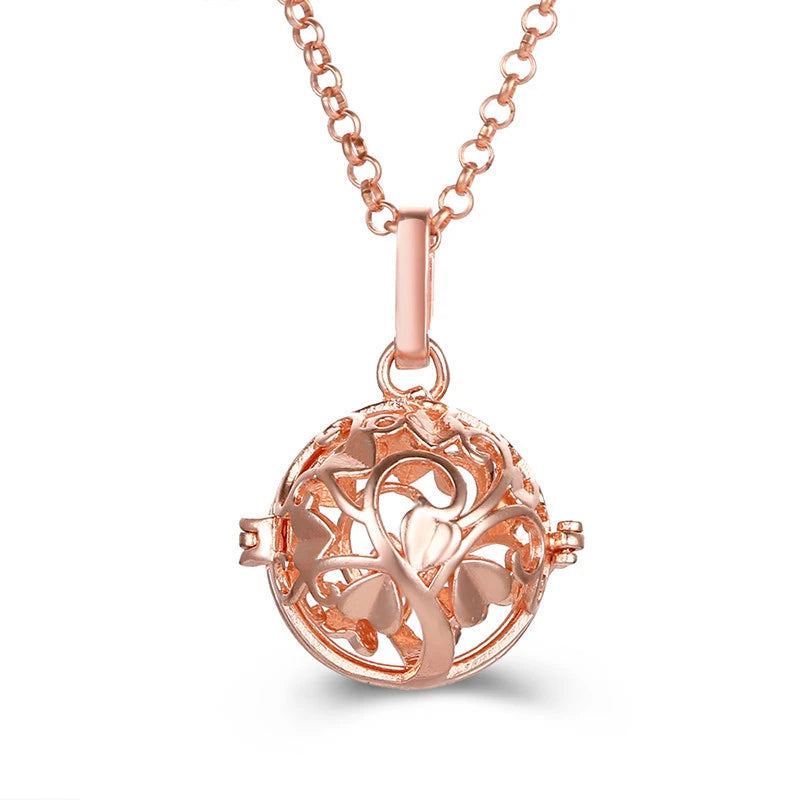 Mexico Style Tree Of Life Angel Necklace 16MM Music Ball Vintage Pregnancy Necklace Aroma Essential Oil Diffuser Locket Pendant