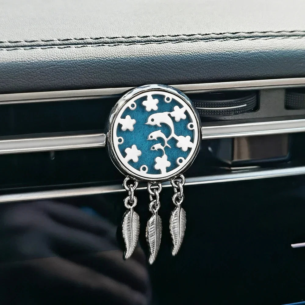 New Dreamcatcher Tree of Life Insert Car Aromatherapy Diffuser Pendant Leaf Tassel Car Air Outlet Essential Oil Diffuser Lockets