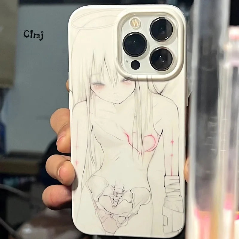 Clmj Y2K Anime Girl Phone Case For iPhone 11 13 12 Mini 14 Pro 15 Plus XR X XS Max 7 8 Se 2020 Silicone Phone Cover iPhone Case