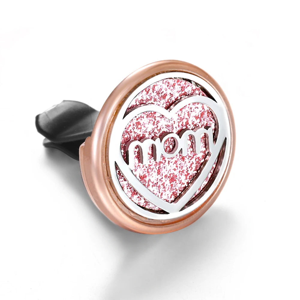 Golden Insert Aromatherapy Pad Tree of Life Pendant Stainless Steel Essential Oil Diffuser Car Air Freshener Outlet Clip Lockets