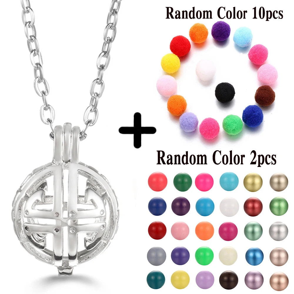 Mexico Chime Music Ball Caller Aromatherapy Necklace Essential Oil Diffuser Tree Of Life Cage Exquisite Zircon Pendant Jewelry