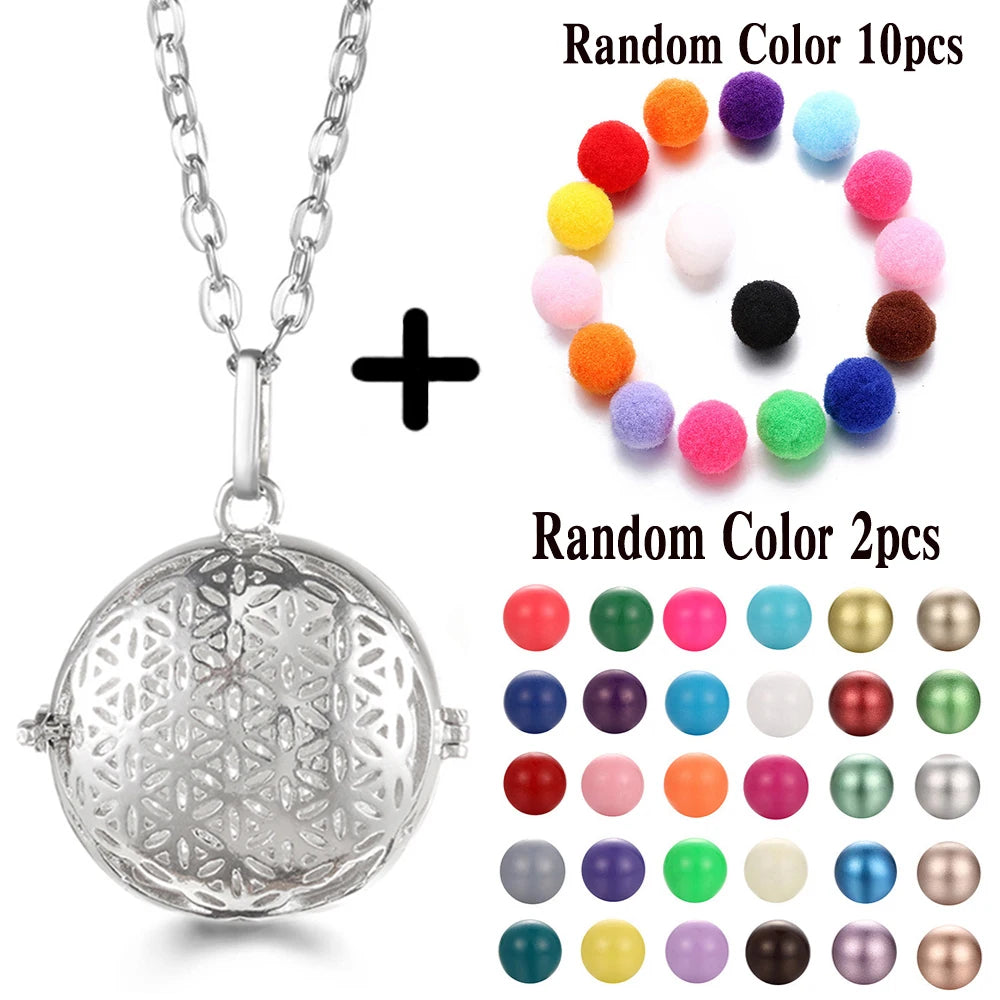 Mexico Chime Music Ball Caller Aromatherapy Necklace Essential Oil Diffuser Tree Of Life Cage Exquisite Zircon Pendant Jewelry