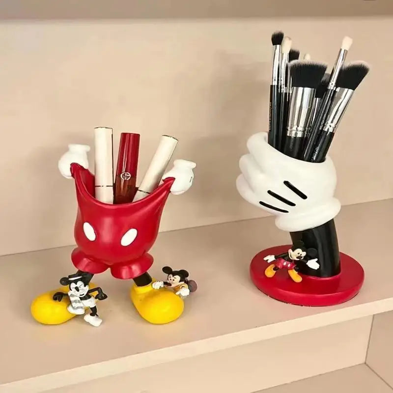 Disney Mickey Glove Pen Holder Anime Cartoon Pencil Stationery Makeup Brush Storage Tube Desktop Decoration Student Girl Gifts