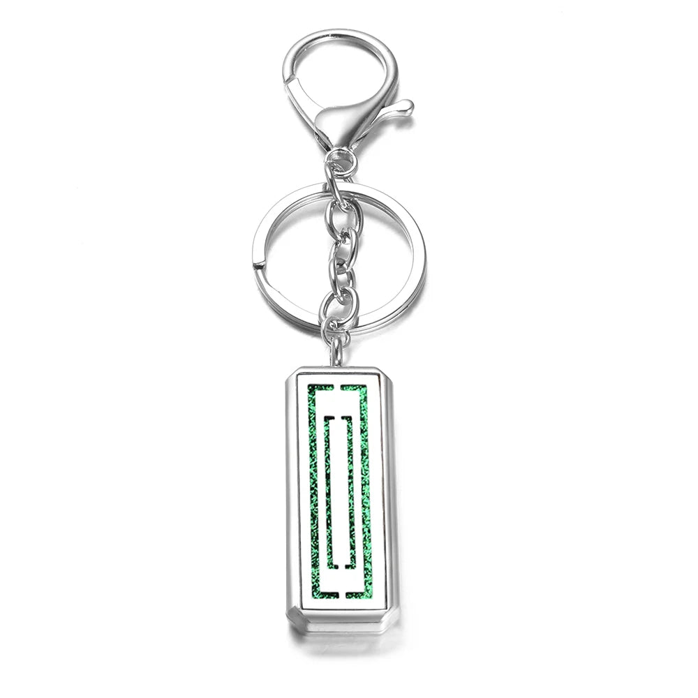 Rectangle Stainless Steel Aromatherapy Diffuser Keychain Jewelry Tree of Life Perfume Essential Oil Locket Pendant Accessories