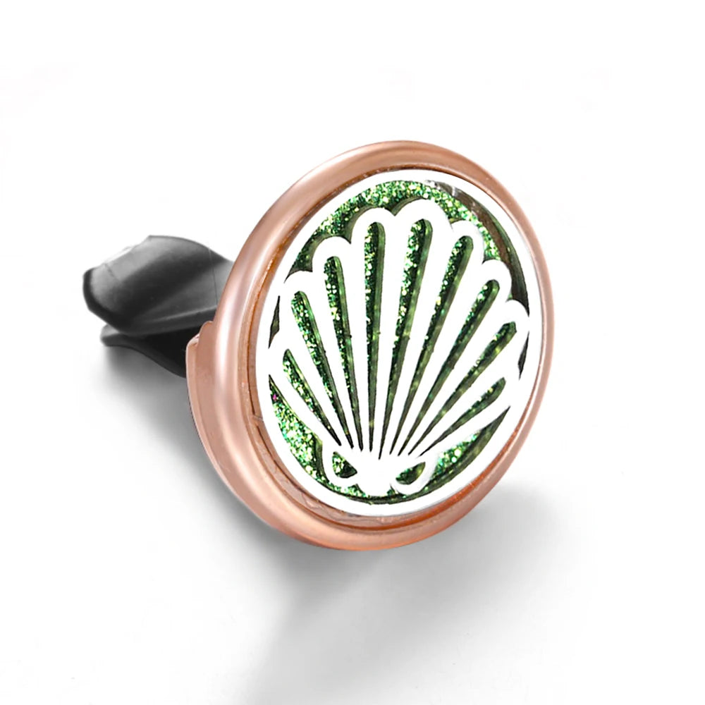 Golden Insert Aromatherapy Pad Tree of Life Pendant Stainless Steel Essential Oil Diffuser Car Air Freshener Outlet Clip Lockets
