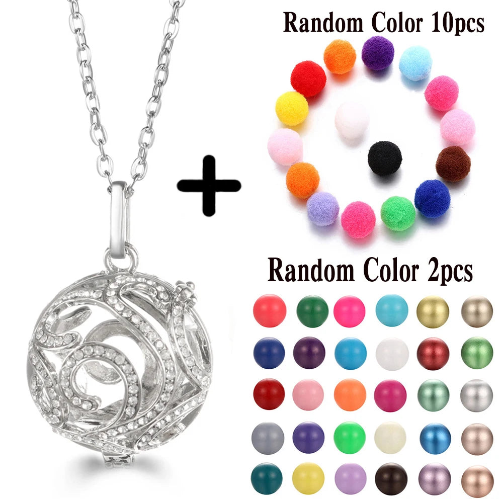 Mexico Chime Music Ball Caller Aromatherapy Necklace Essential Oil Diffuser Tree Of Life Cage Exquisite Zircon Pendant Jewelry
