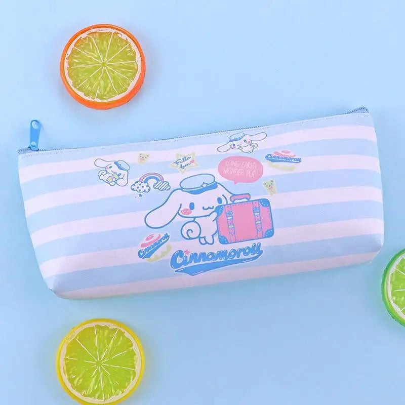 Sanrio Pencil Case Cinnamoroll Hello Kitty Kuromi Melody Stationery Bag PU Waterproof Pencils Bag Student Pencil Stationery