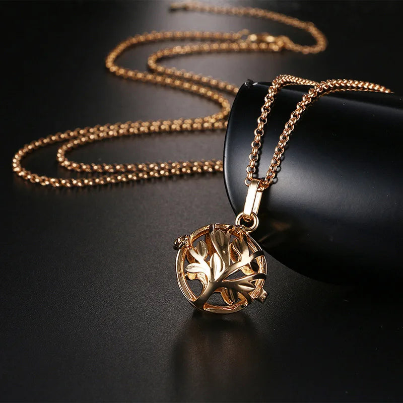 Mexico Chime Music Ball Caller Vintage Zircon Pendant Aromatherapy Essential Oil Tree Of Life Necklace Pregnant Fashion Jewelry