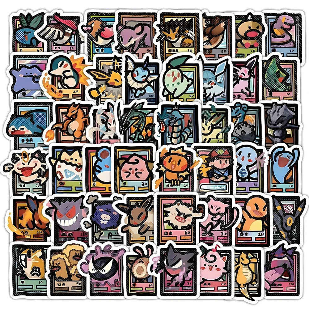 103pcs Pixel Style Anime Pokemon Stickers Pikachu Cartoon Decals DIY Suitcase Stationery Waterproof Sticker for Kids
