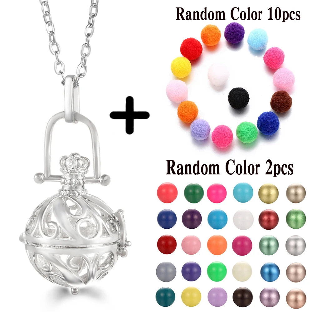 Mexico Chime Music Ball Caller Aromatherapy Necklace Essential Oil Diffuser Tree Of Life Cage Exquisite Zircon Pendant Jewelry