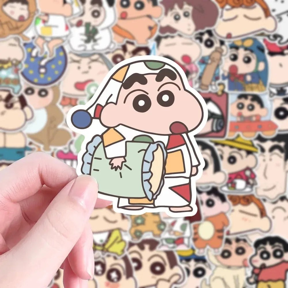 100Pcs Cartoon Anime Crayon Shin chan Stickers For Car Laptop Phone Stationery Decor Decals Waterproof Sticker Kids Toys