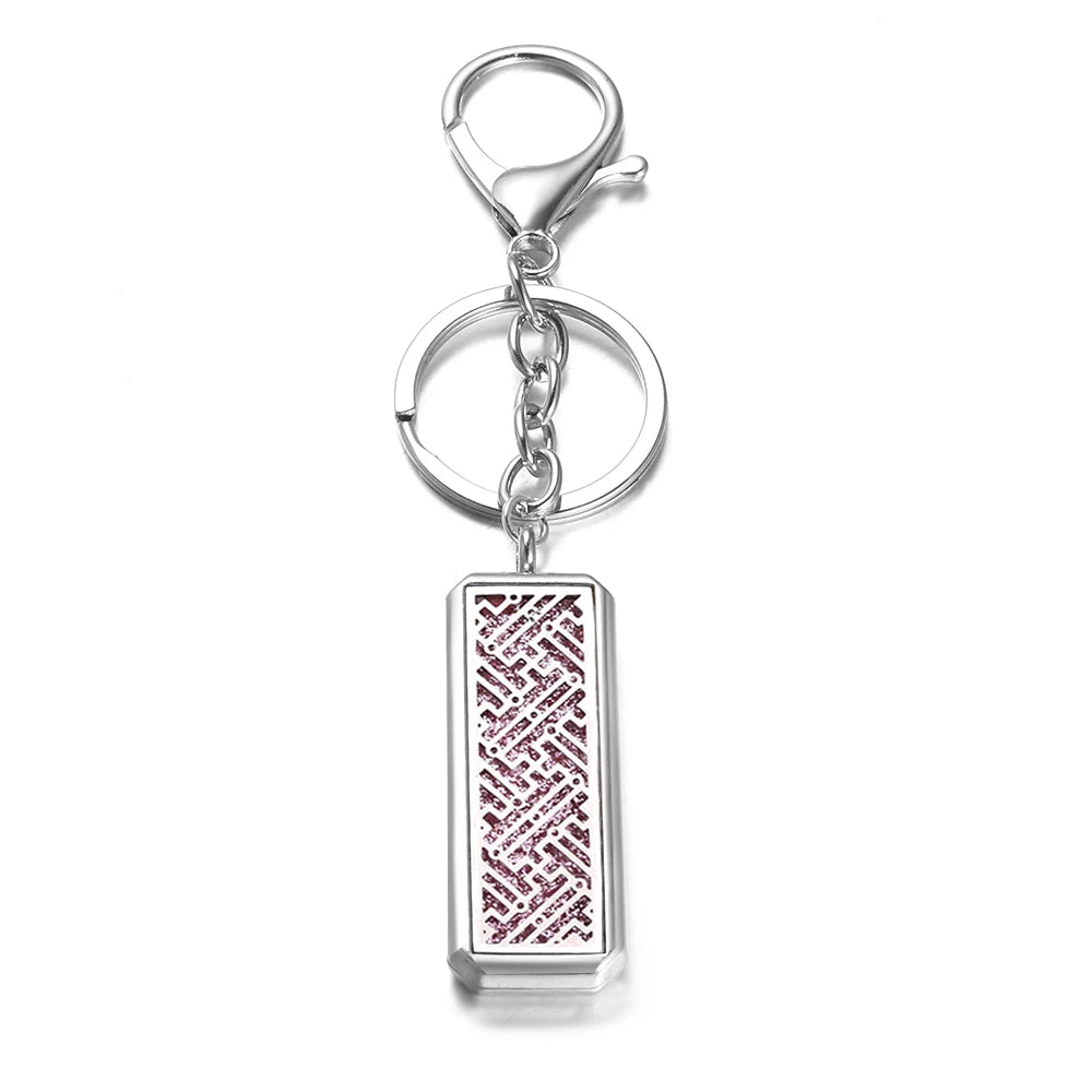 Rectangle Stainless Steel Aromatherapy Diffuser Keychain Jewelry Tree of Life Perfume Essential Oil Locket Pendant Accessories