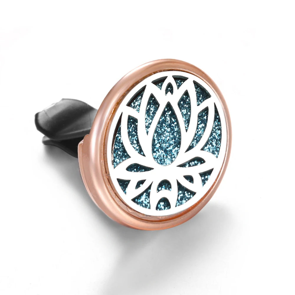 Golden Insert Aromatherapy Pad Tree of Life Pendant Stainless Steel Essential Oil Diffuser Car Air Freshener Outlet Clip Lockets
