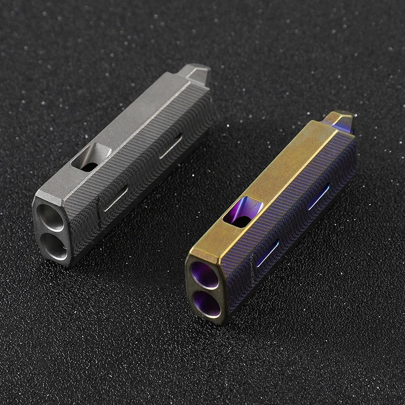 High-Pitched Titanium Alloy Double-Tube Metal Whistle KS016 Field Outdoor Life Saving Sound Device Camping Hiking Essential