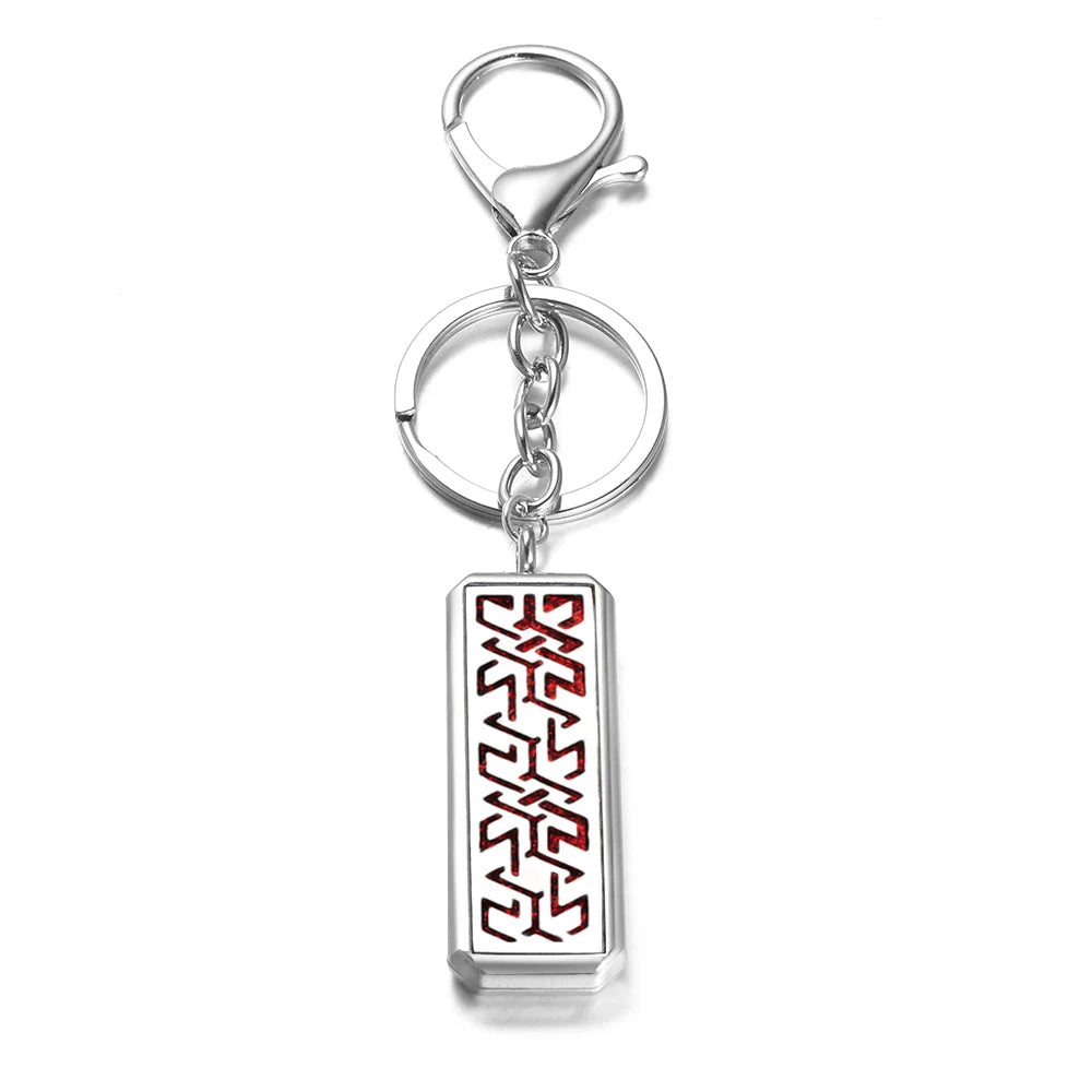 Rectangle Stainless Steel Aromatherapy Diffuser Keychain Jewelry Tree of Life Perfume Essential Oil Locket Pendant Accessories