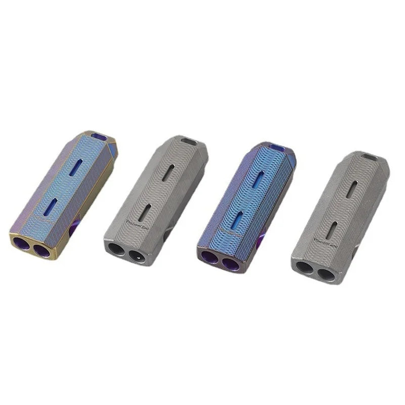 High-Pitched Titanium Alloy Double-Tube Metal Whistle KS016 Field Outdoor Life Saving Sound Device Camping Hiking Essential