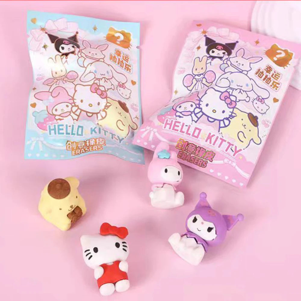 Sanrio Cartoon Eraser 32pcs Anime Kuromi Hello Kitty Kawaii Student Stationery Eraser Cleaning Tool School Children's Prizes