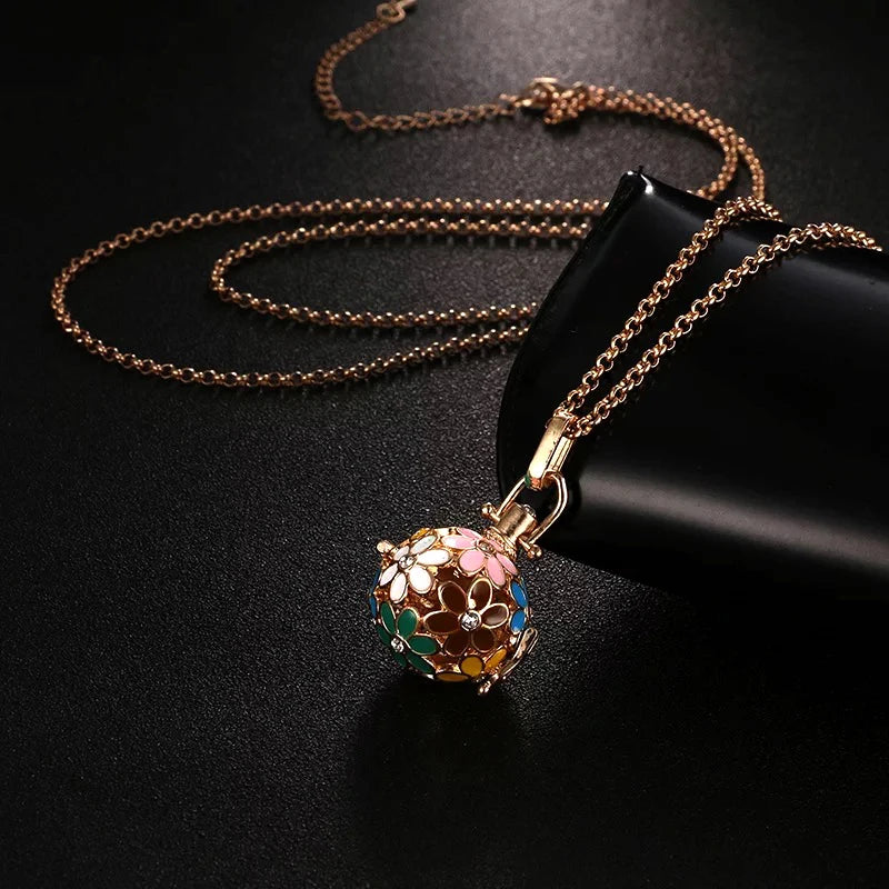 Mexico Style Tree Of Life Angel Necklace 16MM Music Ball Vintage Pregnancy Necklace Aroma Essential Oil Diffuser Locket Pendant
