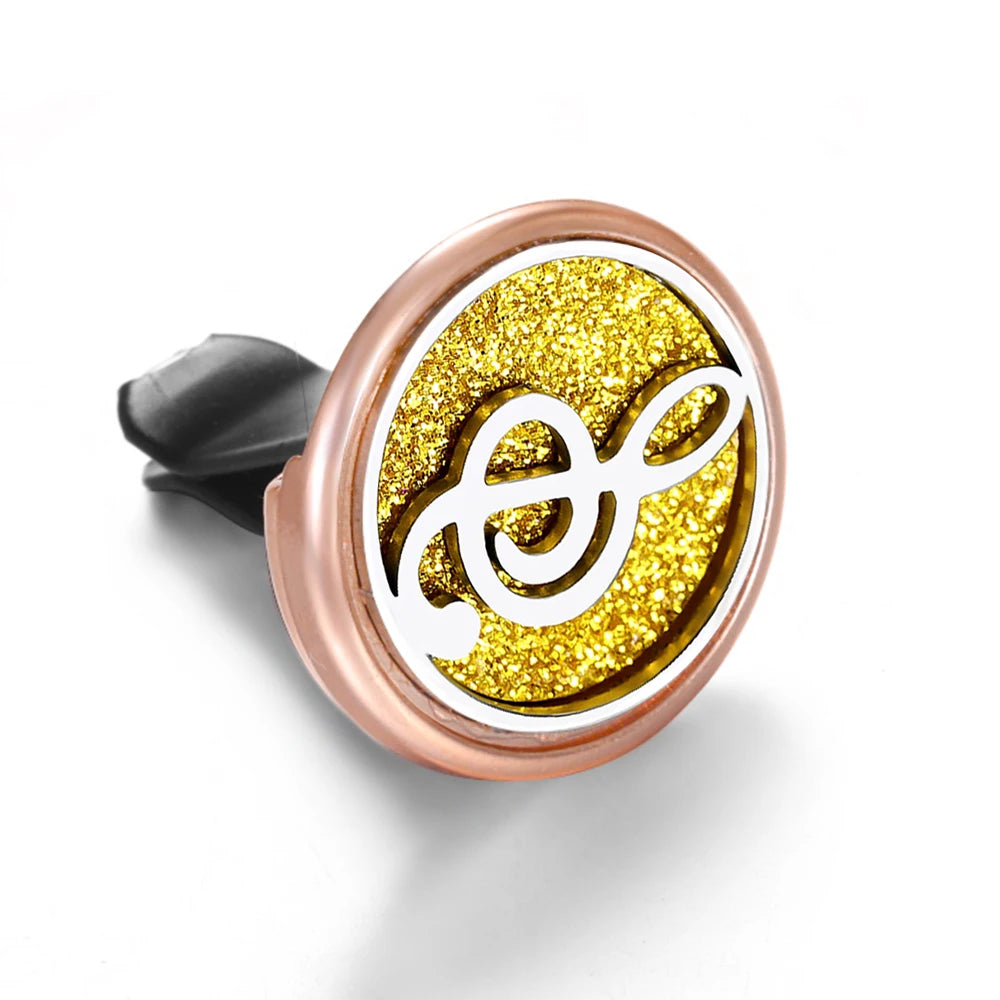 Golden Insert Aromatherapy Pad Tree of Life Pendant Stainless Steel Essential Oil Diffuser Car Air Freshener Outlet Clip Lockets