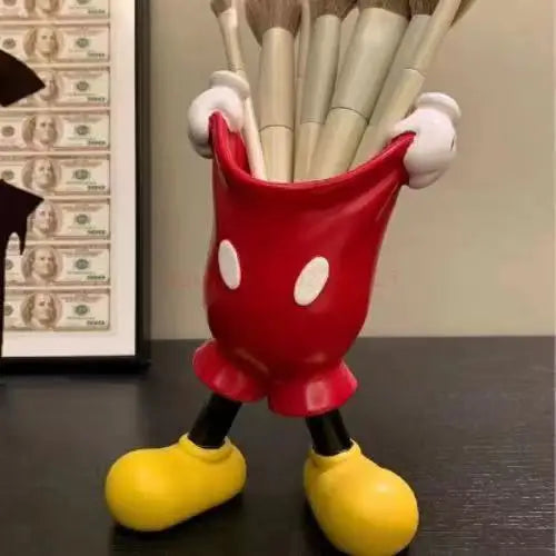 Disney Mickey Glove Pen Holder Anime Cartoon Pencil Stationery Makeup Brush Storage Tube Desktop Decoration Student Girl Gifts