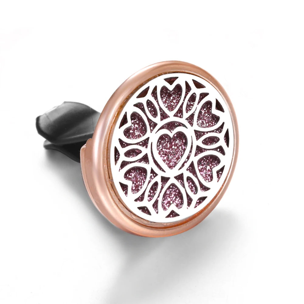 Golden Insert Aromatherapy Pad Tree of Life Pendant Stainless Steel Essential Oil Diffuser Car Air Freshener Outlet Clip Lockets