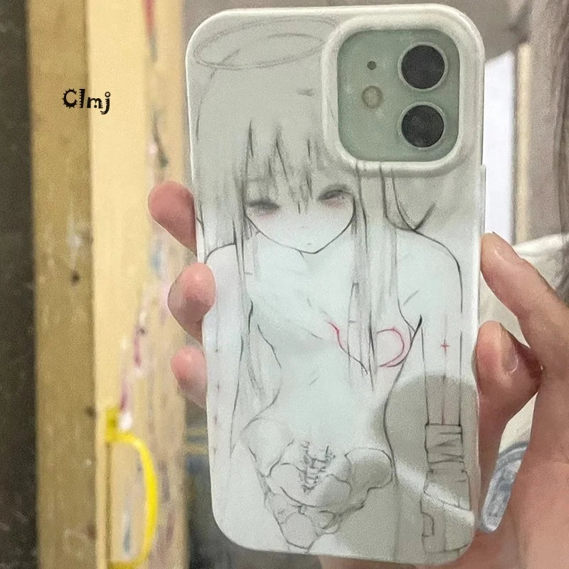 Clmj Y2K Anime Girl Phone Case For iPhone 11 13 12 Mini 14 Pro 15 Plus XR X XS Max 7 8 Se 2020 Silicone Phone Cover iPhone Case