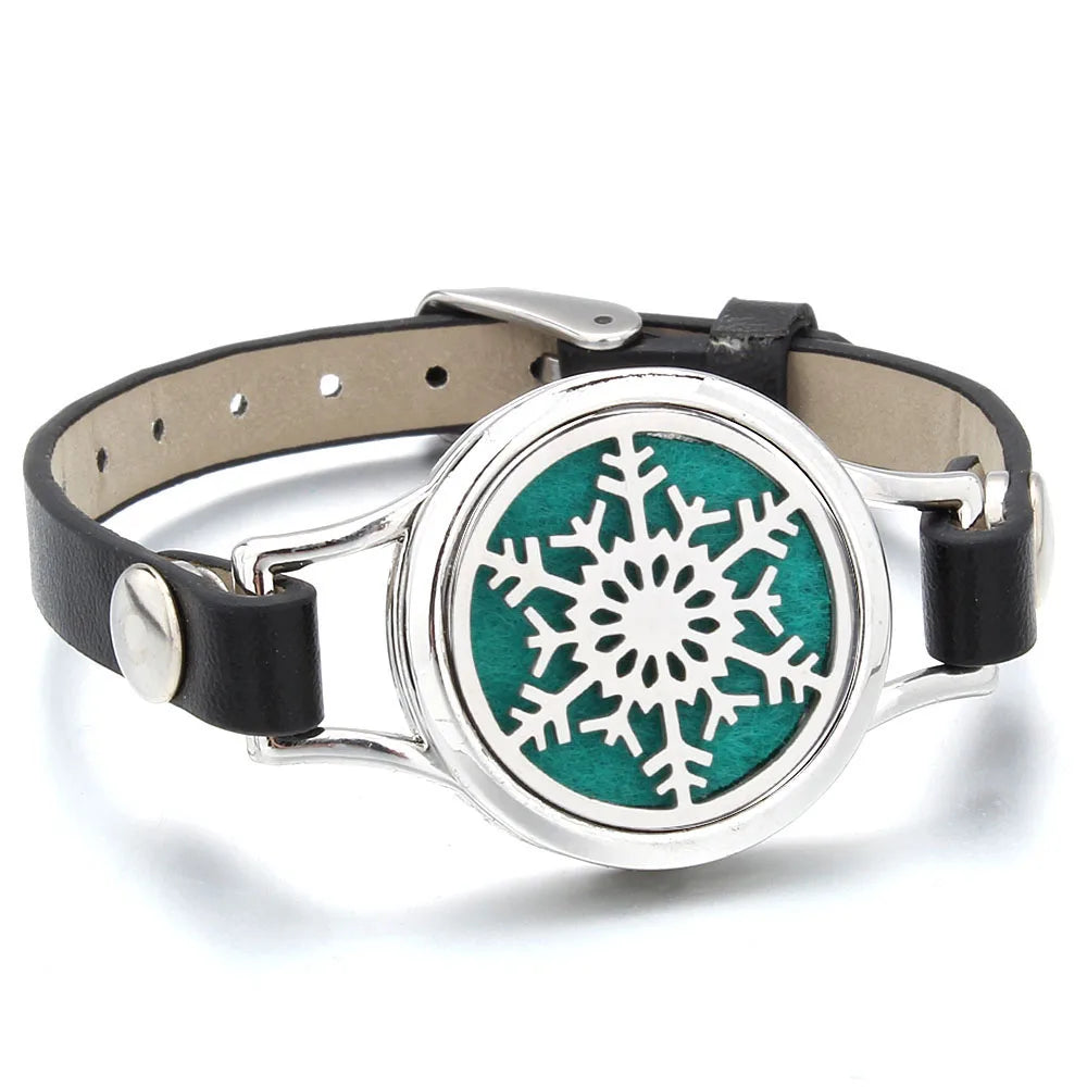 Aroma Diffuser Tree of Life Stainless Steel Leather Bracelet for Women Aromatherapy Locket Essential Oil Diffuser Bracelets Gift