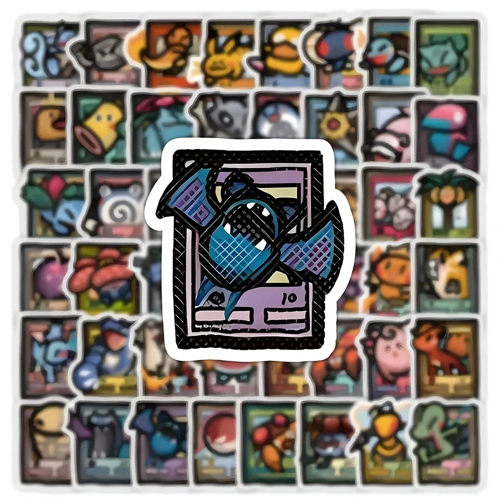 103pcs Pixel Style Anime Pokemon Stickers Pikachu Cartoon Decals DIY Suitcase Stationery Waterproof Sticker for Kids