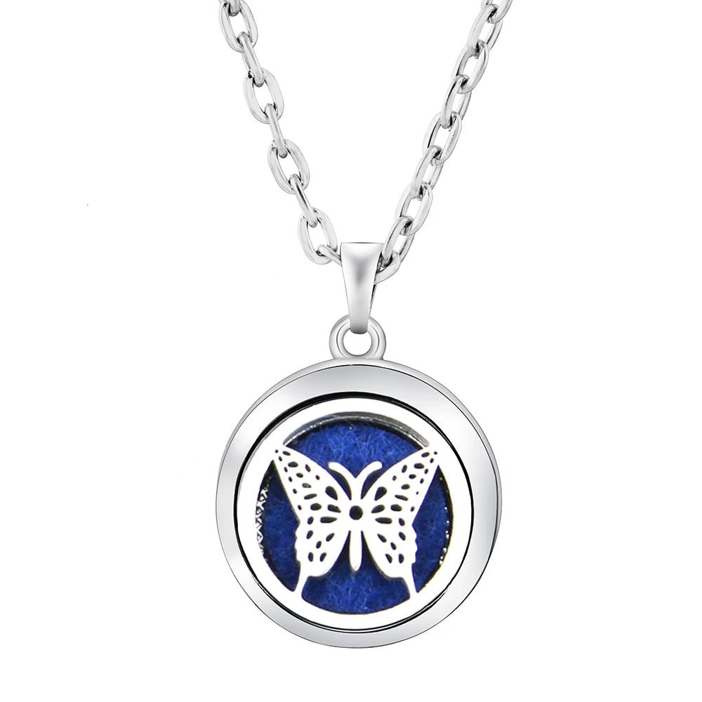 New Stainless Steel Fashion Tree Of Life  Aromatherapy Necklace Essential Oil Diffuser Perfume Locket Pendant Women Jewelry Gift