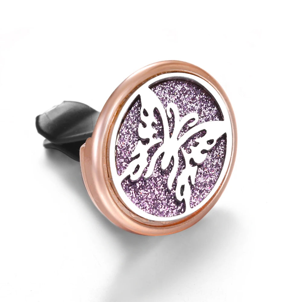 Golden Insert Aromatherapy Pad Tree of Life Pendant Stainless Steel Essential Oil Diffuser Car Air Freshener Outlet Clip Lockets
