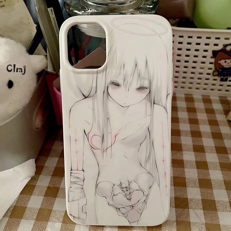 Clmj Y2K Anime Girl Phone Case For iPhone 11 13 12 Mini 14 Pro 15 Plus XR X XS Max 7 8 Se 2020 Silicone Phone Cover iPhone Case
