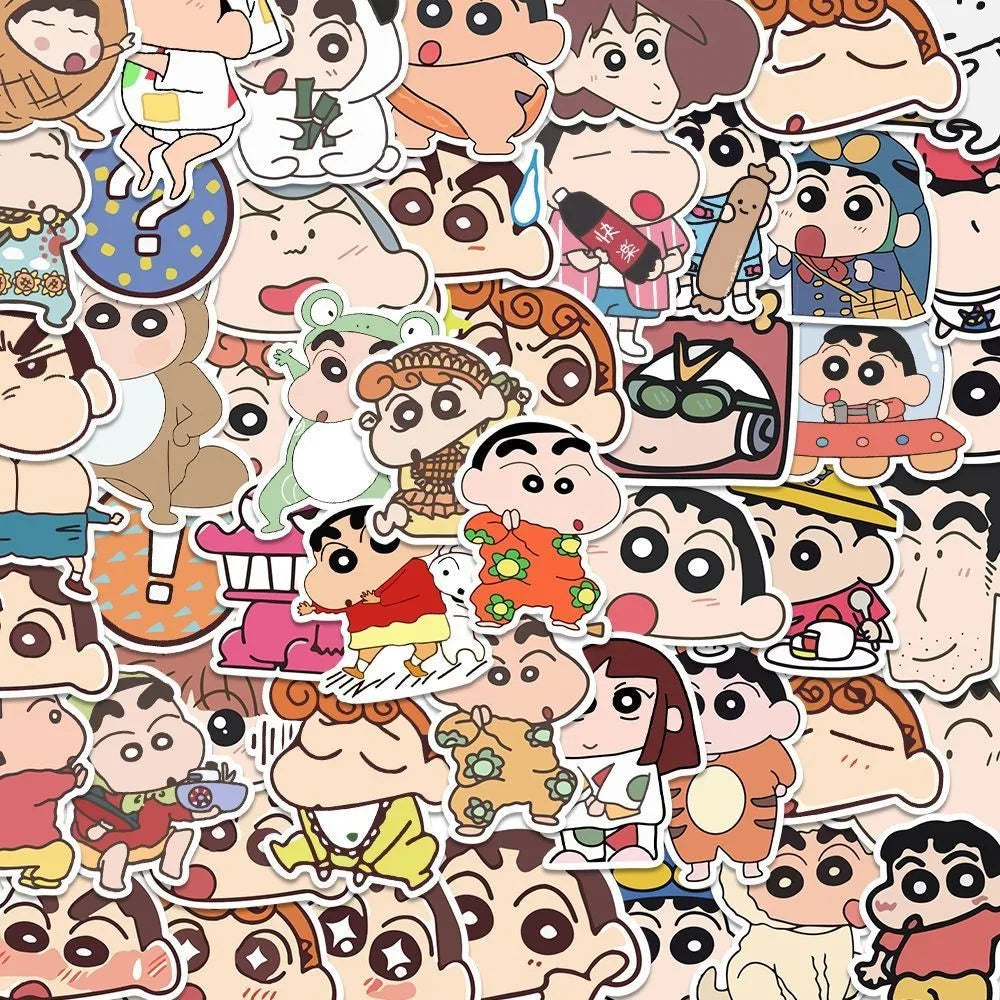 100Pcs Cartoon Anime Crayon Shin chan Stickers For Car Laptop Phone Stationery Decor Decals Waterproof Sticker Kids Toys