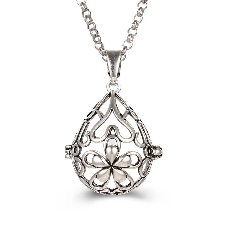 Mexico Style Tree Of Life Angel Necklace 16MM Music Ball Vintage Pregnancy Necklace Aroma Essential Oil Diffuser Locket Pendant