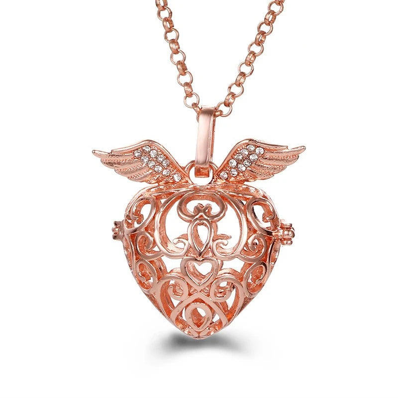Mexico Style Tree Of Life Angel Necklace 16MM Music Ball Vintage Pregnancy Necklace Aroma Essential Oil Diffuser Locket Pendant
