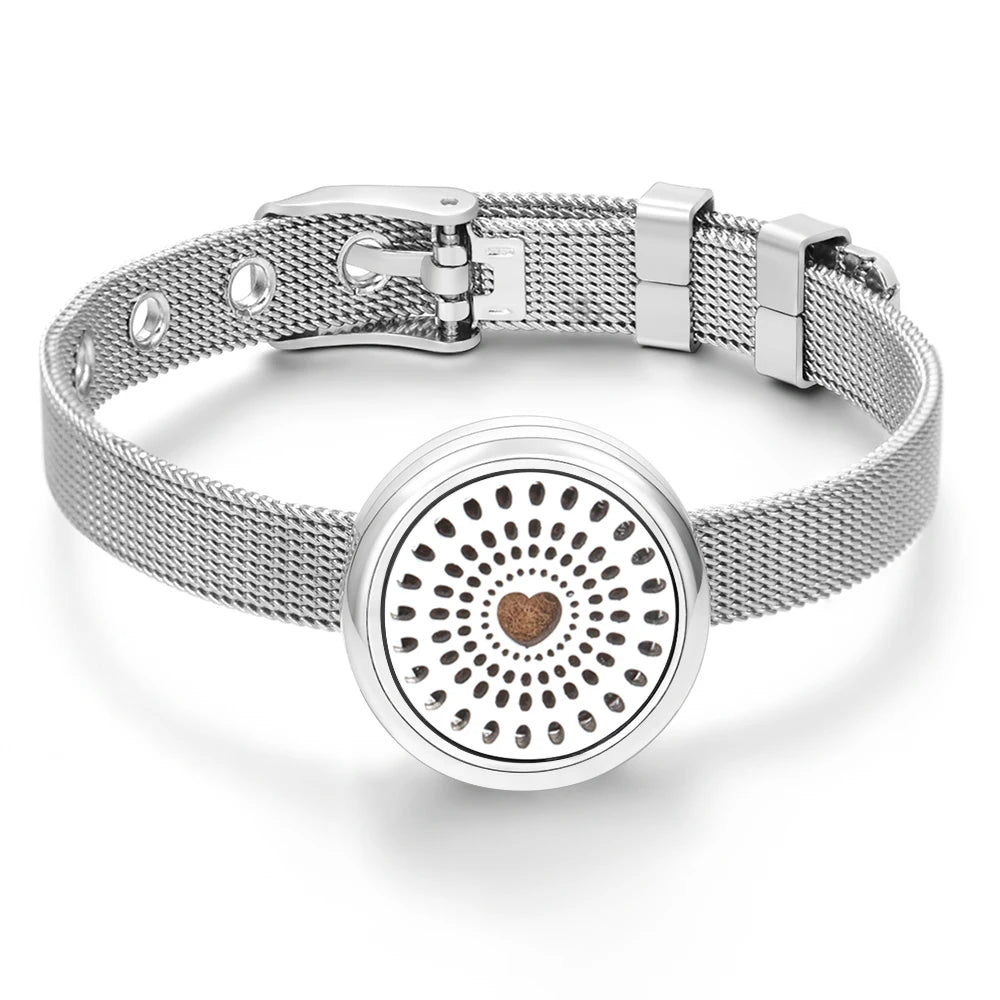 Tree of Life Women Wristband Strap Bracelet Stainless Steel Aromatherapy Diffuser Perfume Essential Oil Lockets Bracelet Jewelry