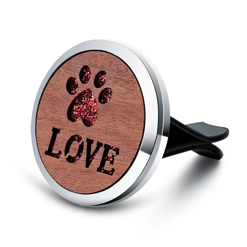 Vintage Wood Tree Of Life Aroma Car Air Freshener Stainless Steel Perfume Locket Essential Oil Diffuser Detachable Clip Jewelry