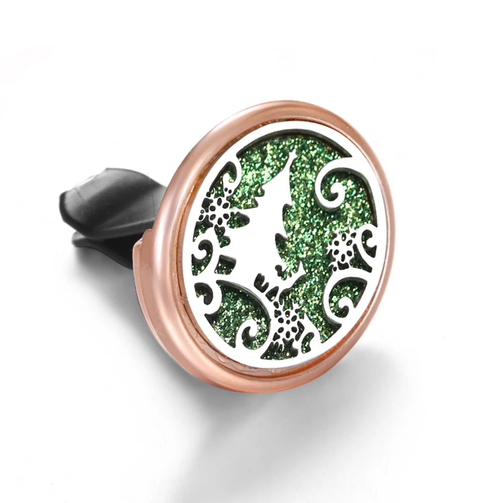 Golden Insert Aromatherapy Pad Tree of Life Pendant Stainless Steel Essential Oil Diffuser Car Air Freshener Outlet Clip Lockets